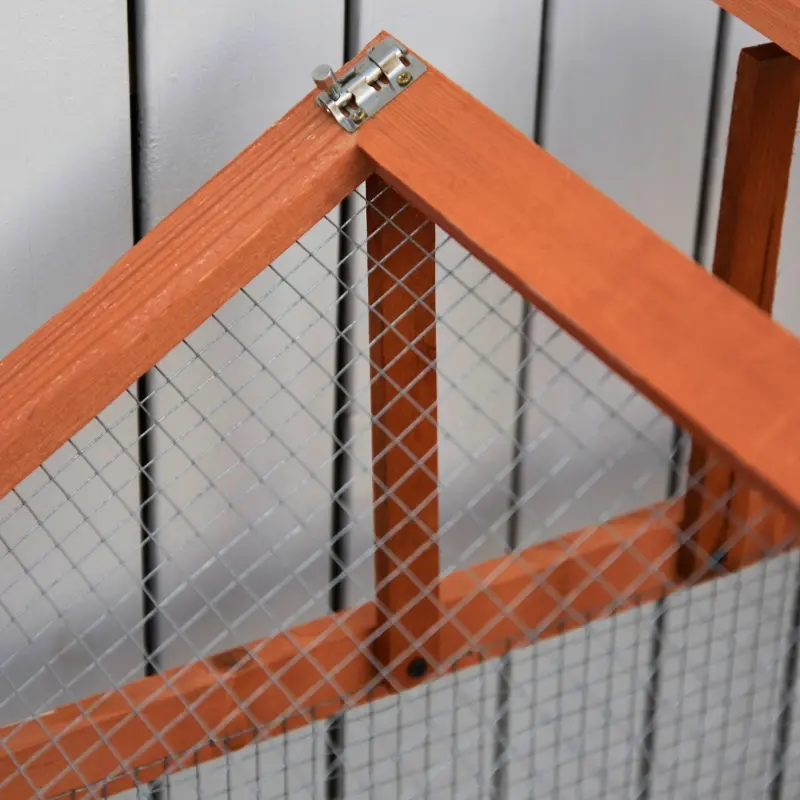 PawHut Large Wooden Rabbit Hutch Small Animal Habitat Enclosure Outdoor Run and Lockable Doors - Natural