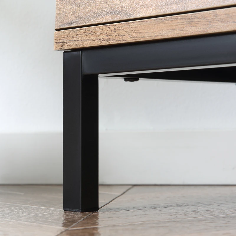 HOMCOM Corner TV Stand for TV up to 46", Entertainment Center with Open Storage and Drawers, TV Table with Steel Legs, Coffee