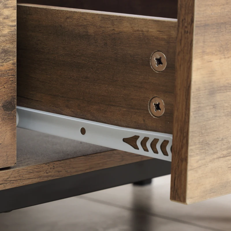 HOMCOM Corner TV Stand for TV up to 46", Entertainment Center with Open Storage and Drawers, TV Table with Steel Legs, Coffee