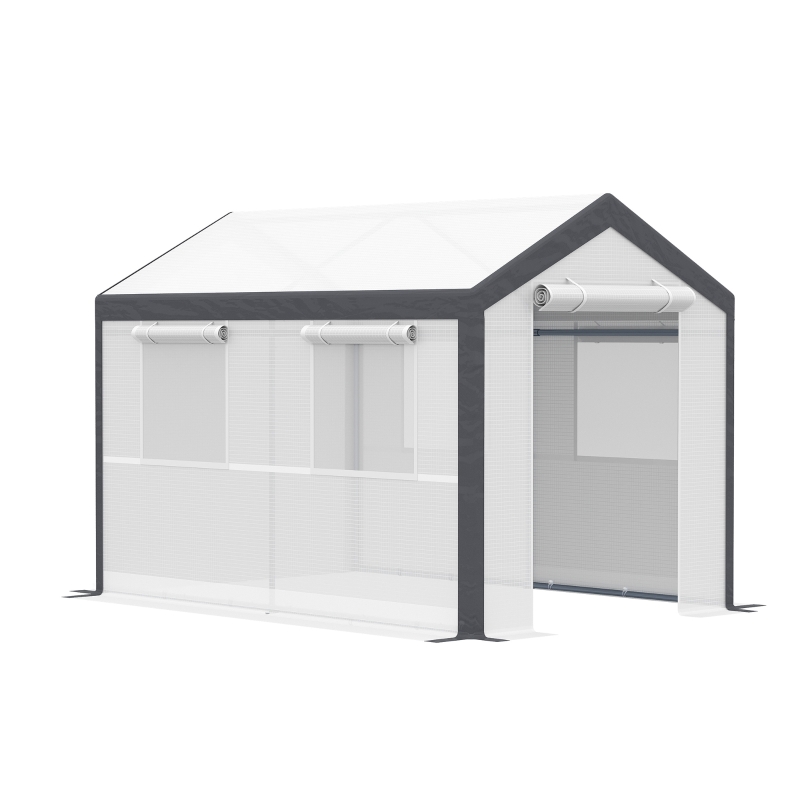 Outsunny 10' L x 7' W x 7' H Outdoor Walk-In Tunnel Greenhouse Garden Warm Hot House with Roll Up Windows, Zippered Door, & Weather Cover