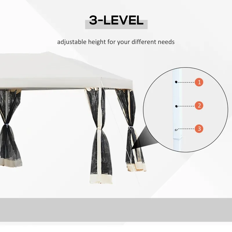 Outsunny 10'x20' Pop Up Party Tent Gazebo Wedding Canopy with 6 Removable Mesh Sidewalls