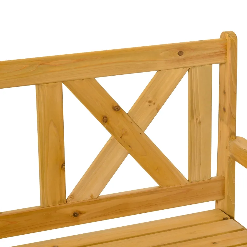 Outsunny Wooden Outdoor Storage Bench 2-Person Backyard Patio Bench with Louvered Side Panels & Wood Build, Yellow