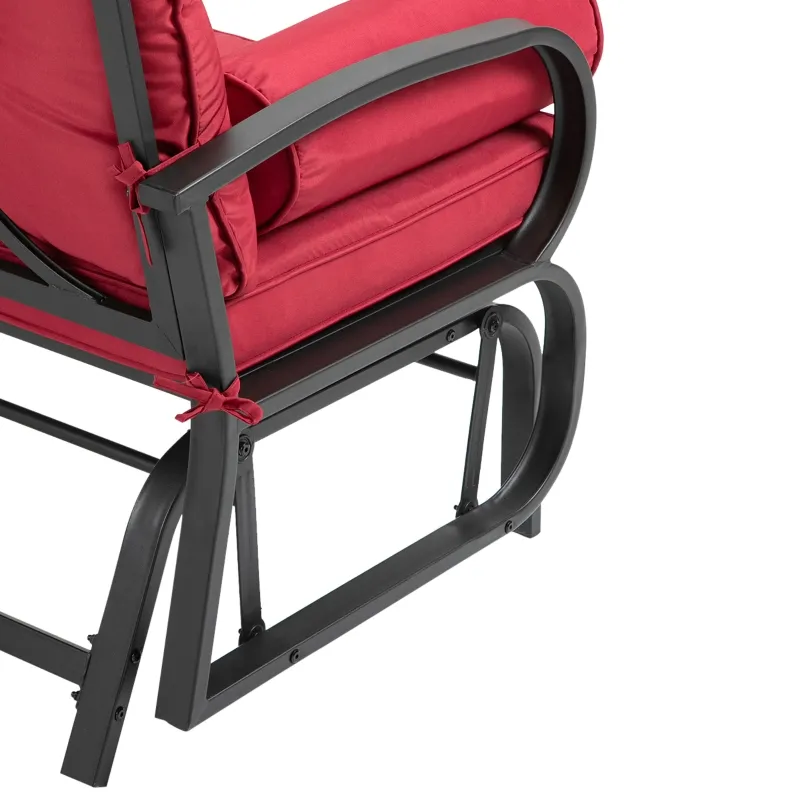Outsunny 2-Person Outdoor Glider Chair, Patio Double Rocking Loveseat w/ Cushions, Red
