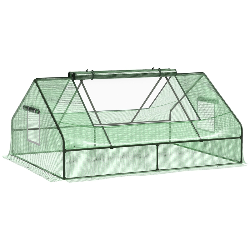 Outsunny 71" x 55" x 32" Mini Tunnel Greenhouse Garden Planting Shed Outdoor Flower Planter Warm House with Zipper Backyard Gardening Kit Green