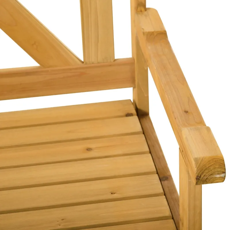 Outsunny Wooden Outdoor Storage Bench 2-Person Backyard Patio Bench with Louvered Side Panels & Wood Build, Yellow