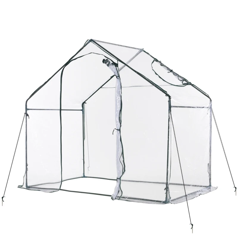Outsunny 6' x 3' x 5.5' Portable Walk-in Greenhouse, PVC Cover, Steel Frame Garden Hot House, Zipper Door, Top Vent for Flowers, Vegetables, Saplings, Clear