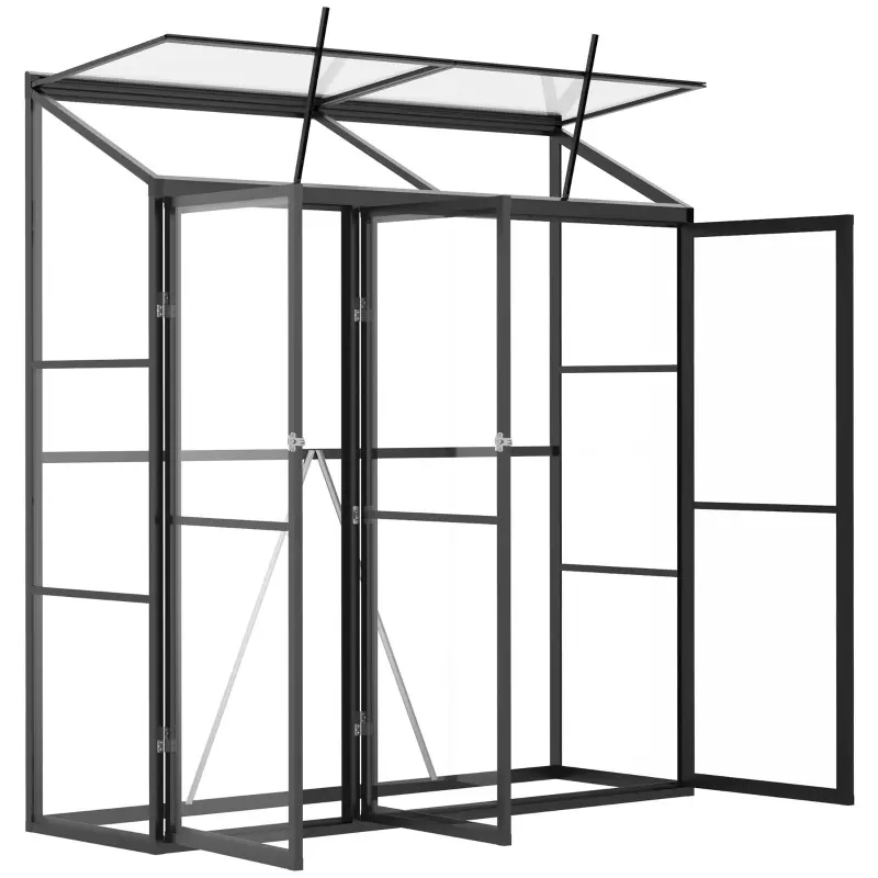 Outsunny 6' x 2' Aluminum Greenhouse, Polystyrene Walk-in Garden Greenhouse with 2 Adjustable Roof Vents and 3 Doors, Clear