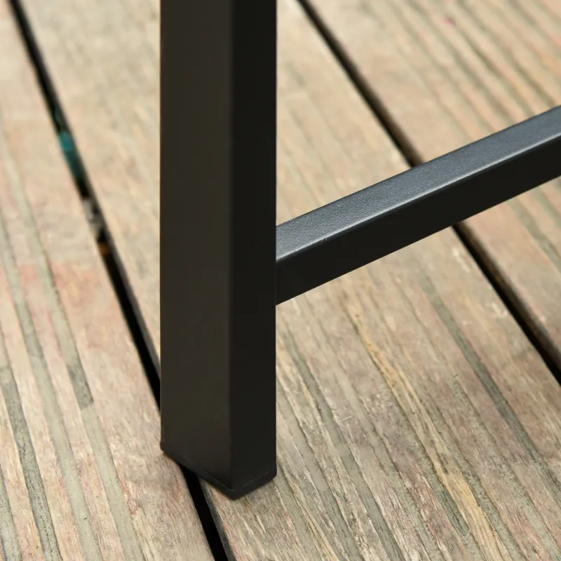 Outsunny Tete-a-Tete Garden Bench with Center Table, Metal Frame, Outdoor 2-Person Loveseat with Armrest for Patio Backyard Porch Black