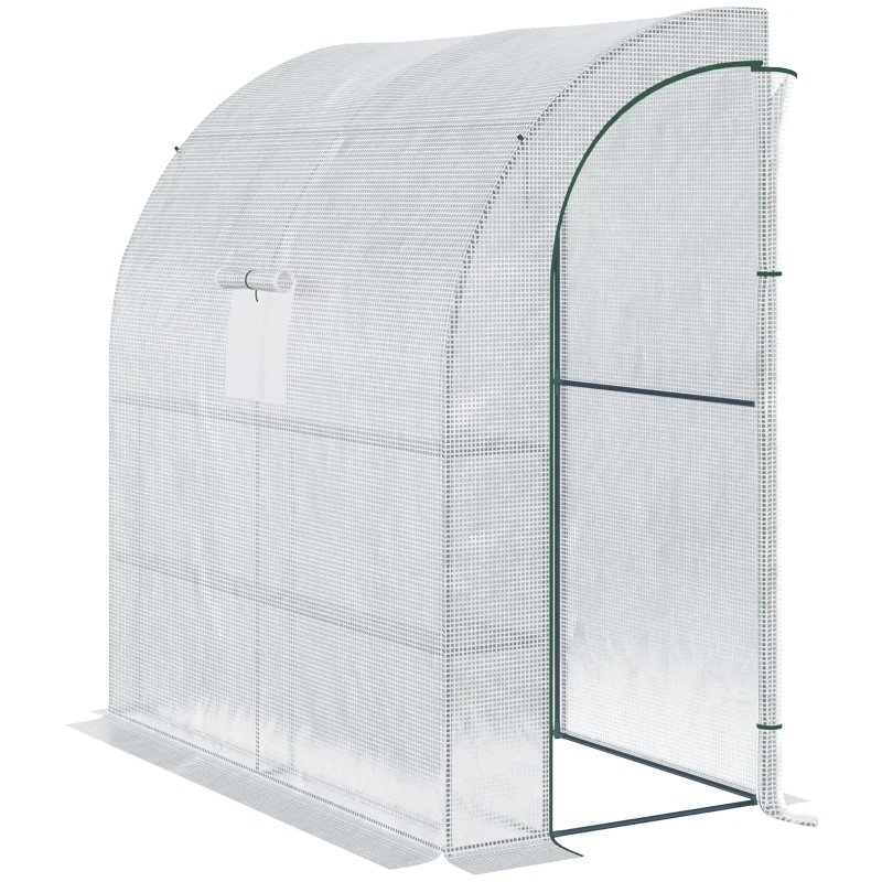 Outsunny 7' x 3' x 7' Outdoor Walk-In Greenhouse, Plant Nursery with Roll-up Windows, PE Cover, and 3 Wire Shelves, White