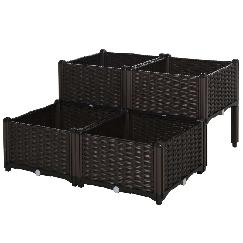 Outsunny 4-piece Raised Flower Bed Vegetable Herb Planter Lightweight