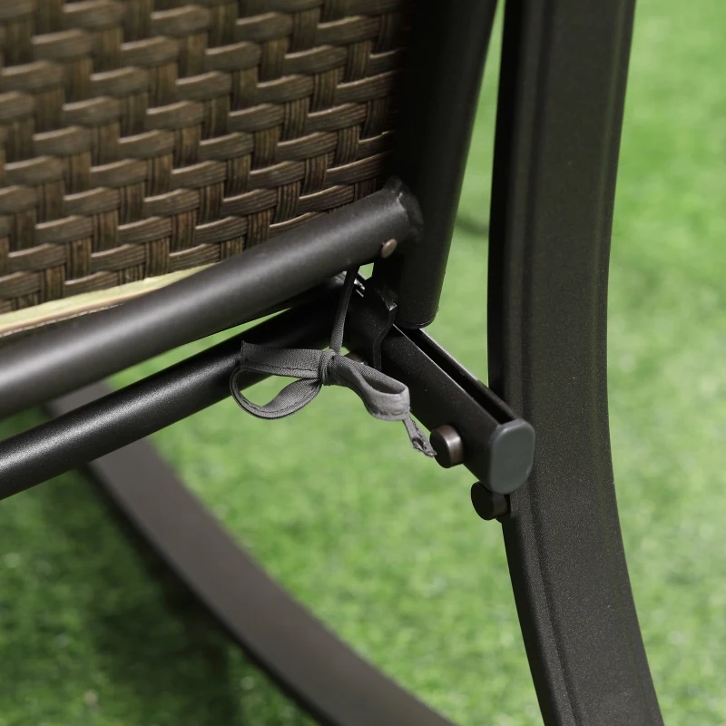 Outsunny 3 Pieces Patio Wicker Rocking Chairs Table Set, Outdoor PE Rattan Furniture with 2 Rockers & 1 Coffee Table w/ Padded Cushions for Deck, Backyard, Garden, Dark Grey