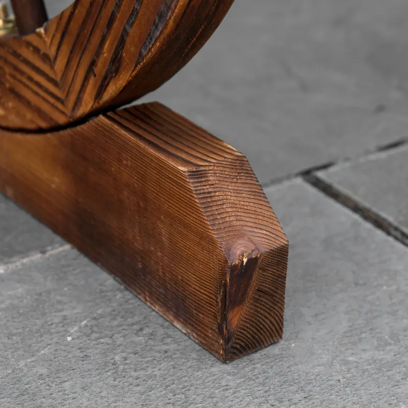 Outsunny Wooden Wagon Wheel Bench, 3-Person Rustic Slatted Seat, Outdoor Patio Furniture, Brown