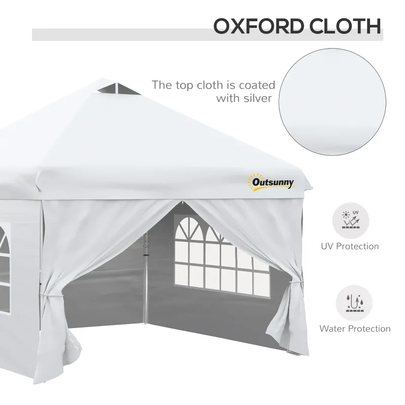 Outsunny 10' x 10' Pop Up Canopy Tent, Instant Sun Shelter, Tents for Parties, with Wheeled Carry Bag, for Outdoor, Garden, Patio, White