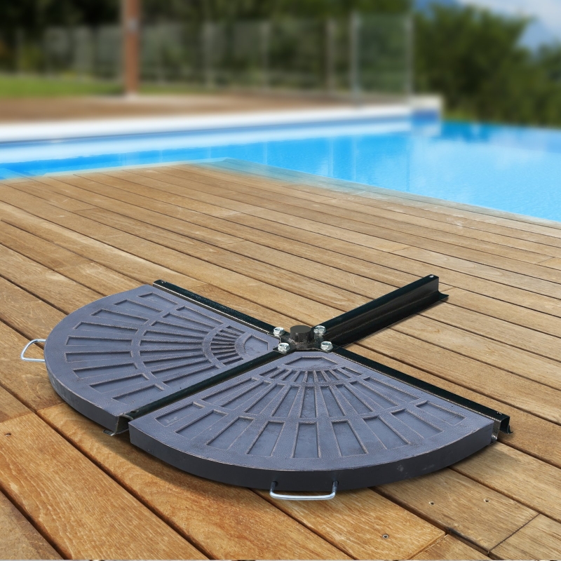 Outsunny 2pc Portable Resin Flabelliform Umbrella Base Weights 61.6lbs Garden Parasol Base Outdoor Patio Umbrella Stand Holder Weights, Bronze