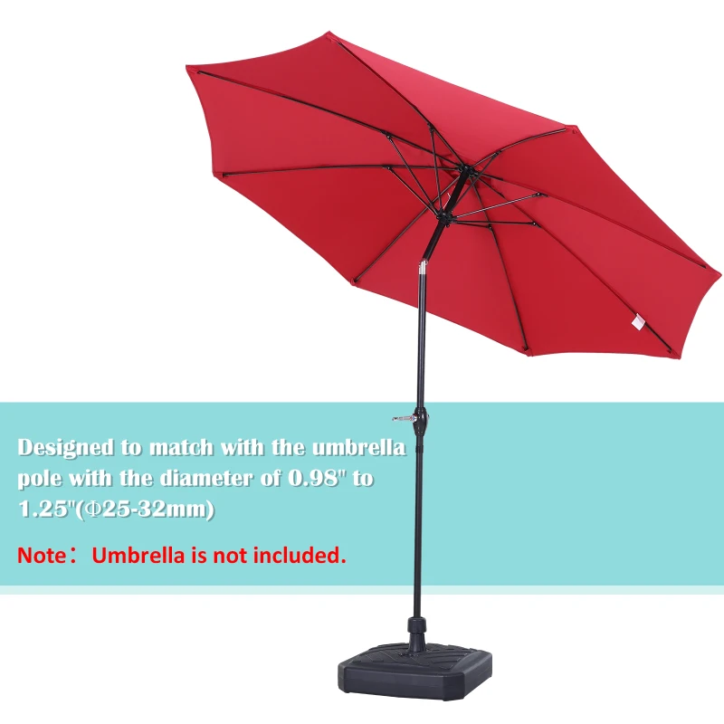 Outsunny 30 lbs Patio Umbrella Base Plastic  Fits Poles Diameter 0.98" to 1.25" Outdoor  Stand Holder