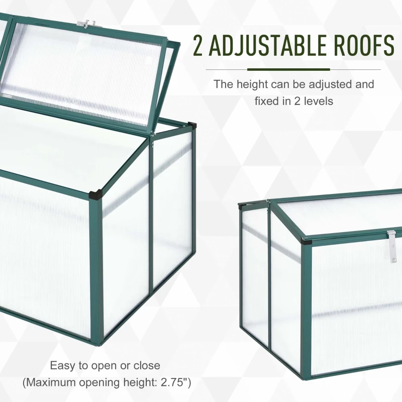 Outsunny Aluminium Cold Frame Greenhouse Garden Portable Raised Planter with Openable Top for Indoor, Outdoor, Flowers, Vegetables, Plants, 51" x 28" x 24"
