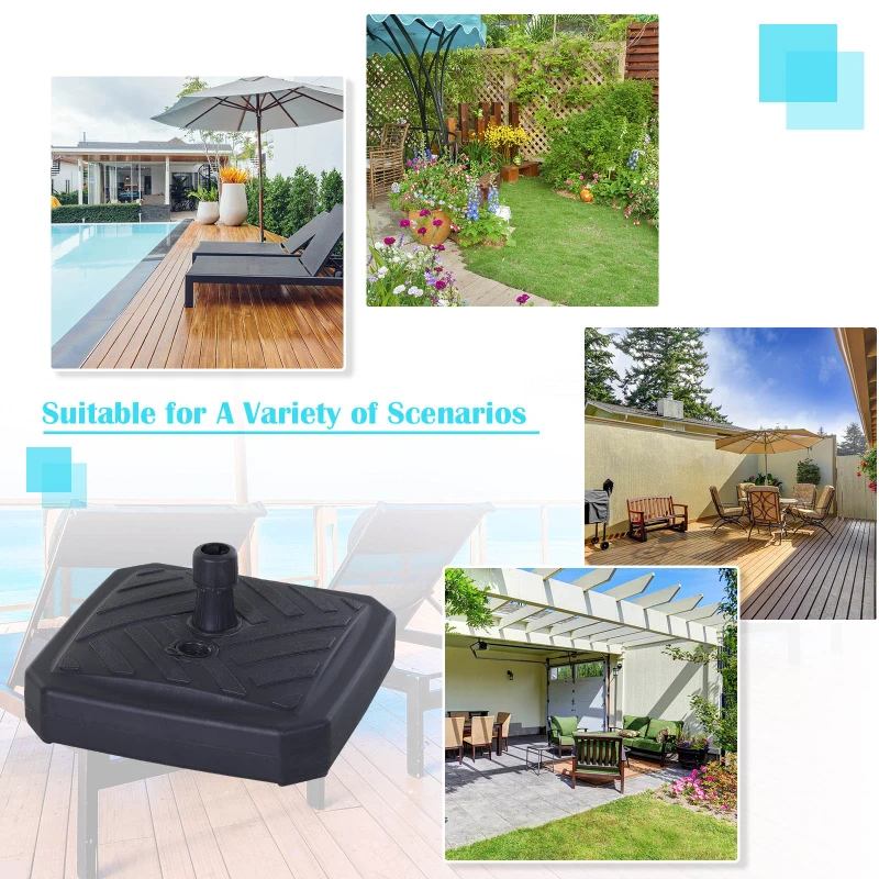 Outsunny 30 lbs Patio Umbrella Base Plastic  Fits Poles Diameter 0.98" to 1.25" Outdoor  Stand Holder