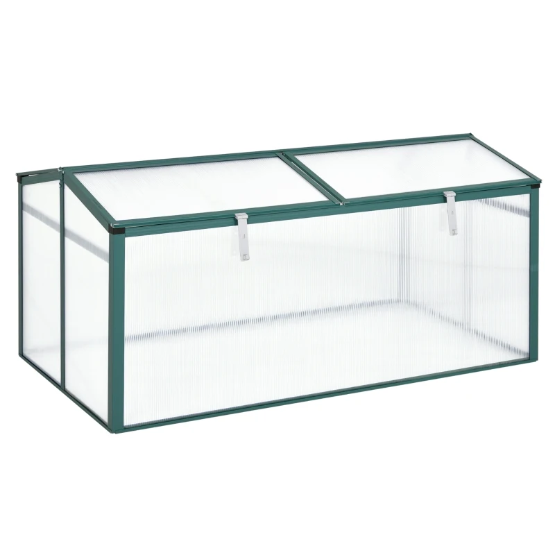 Outsunny Aluminium Cold Frame Greenhouse Garden Portable Raised Planter with Openable Top for Indoor, Outdoor, Flowers, Vegetables, Plants, 51" x 28" x 24"