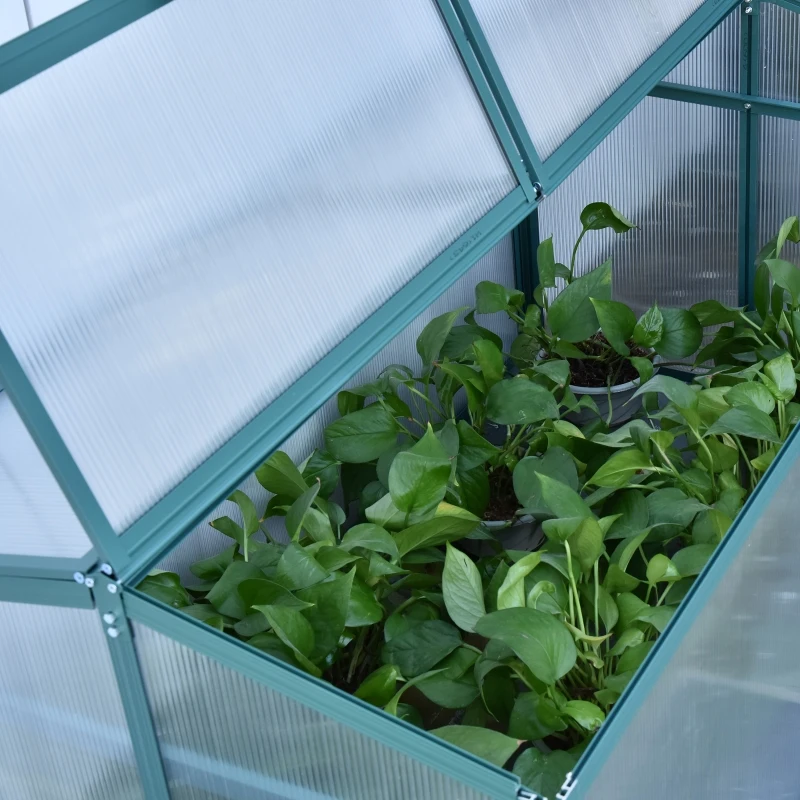 Outsunny Aluminium Cold Frame Greenhouse Garden Portable Raised Planter with Openable Top for Indoor, Outdoor, Flowers, Vegetables, Plants, 51" x 28" x 24"