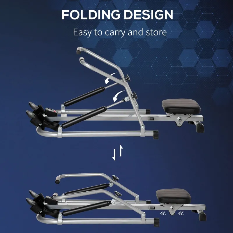 Soozier Rowing Machine with 3 Level Adjustable Resistances, Foldable Rower with Digital Monitor, Home, Office, Gym