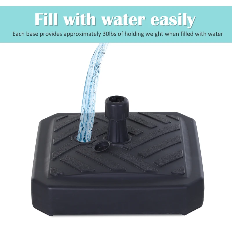 Outsunny 30 lbs Patio Umbrella Base Plastic  Fits Poles Diameter 0.98" to 1.25" Outdoor  Stand Holder
