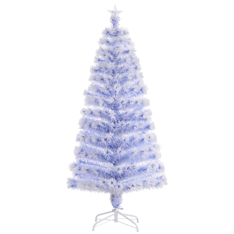 HOMCOM 5ft Pre-lit Fiber Optic Tree Artificial Christmas Tree Multicolor LED Star Lights
