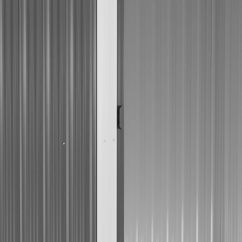 Outsunny 8' x 3.5' Metal Lean to Garden Shed, Outdoor Storage Shed, Garden Tool House with Double Sliding Doors, 2 Air Vents for Backyard, Patio, Lawn, Gray