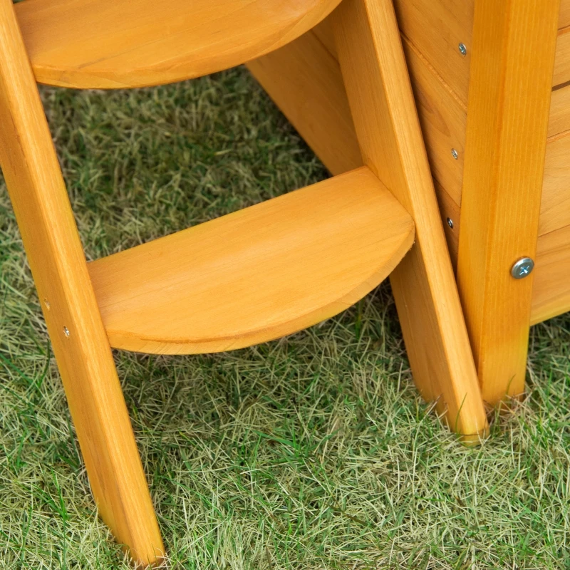 PawHut Outdoor Cat House, 2-Story Shelter for Feral Cats, Wooden Kitten Condo with Asphalt Roof, Stairs, Balcony, 30"x20"x29", Natural