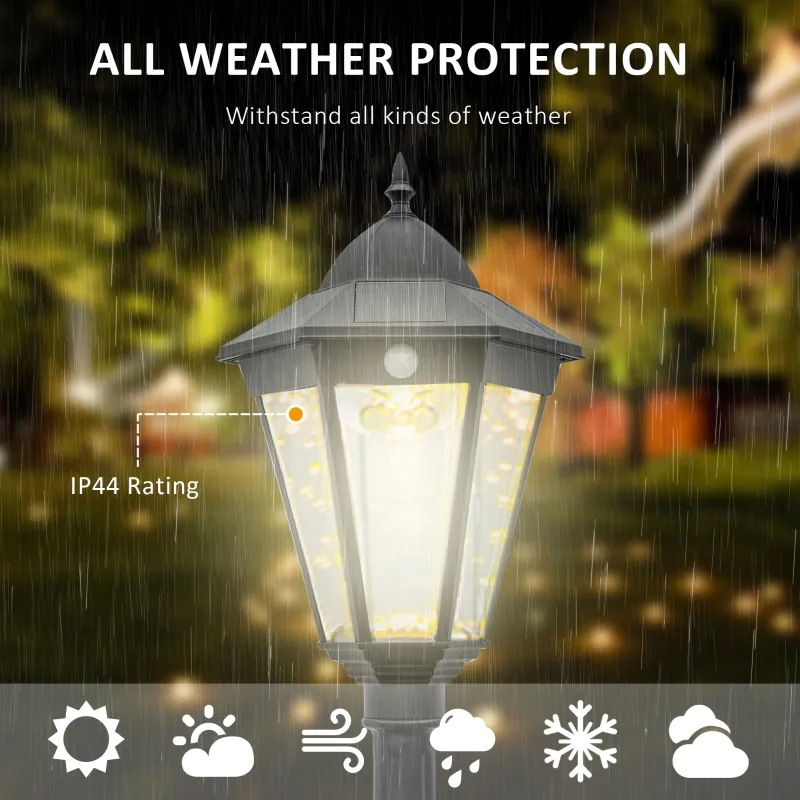Outsunny 92.5" Outdoor Lamp Post Light, Solar-Powered Streetlight, w/ Clear Glass, Black