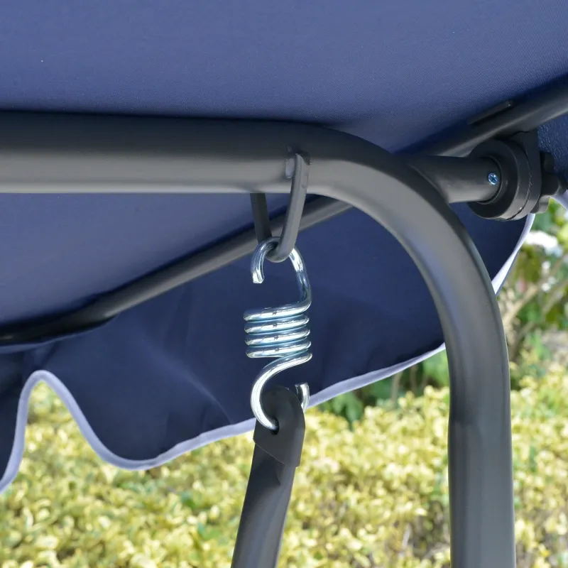 Outsunny 3-Person Porch Swing with Canopy, Patio Swing Chair, Outdoor Canopy Swing Bench with Adjustable Shade, Cushion and Steel Frame, Dark Blue