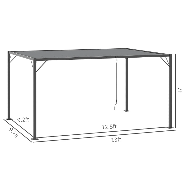 Outsunny 13' x 10' Outdoor Louvered Pergola Patio Aluminum Gazebo with Adjustable Roof, Grey