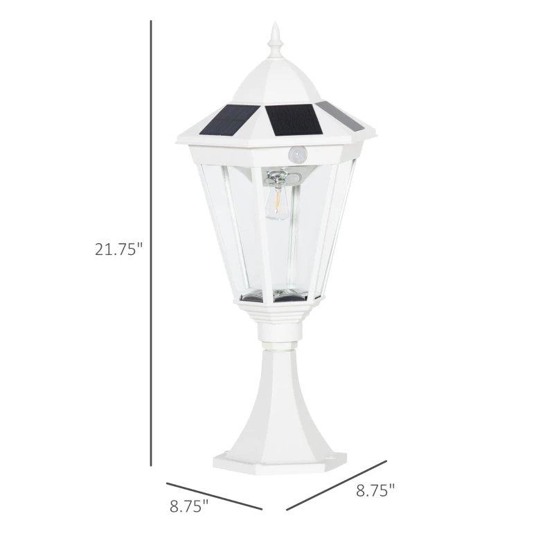 Outsunny 22" Outdoor Solar Lamp Post Light, All Weather Protection, for Backyard, White
