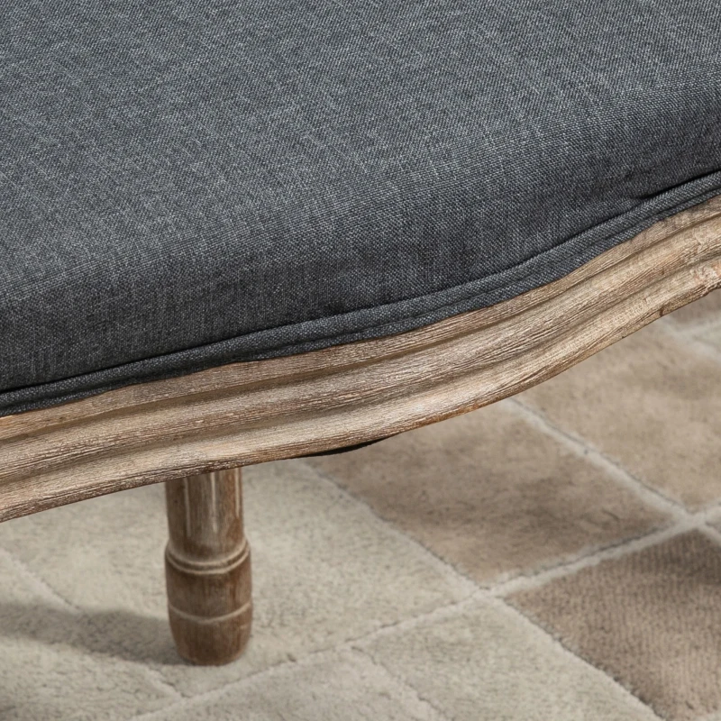 HOMCOM Vintage Armless Dining Chairs Set of 2, French Chic Side Chairs with Curved Backrest and Linen Upholstery for Kitchen, or Living Room, Grey