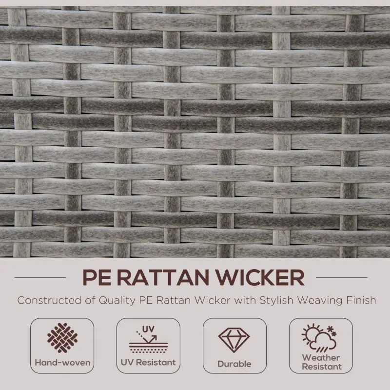 Outsunny Rattan Patio Daybed with Cushions, Outdoor Wicker Lounger with Loveseat, Storage Ottoman, Coffee & Side Tables, Gray