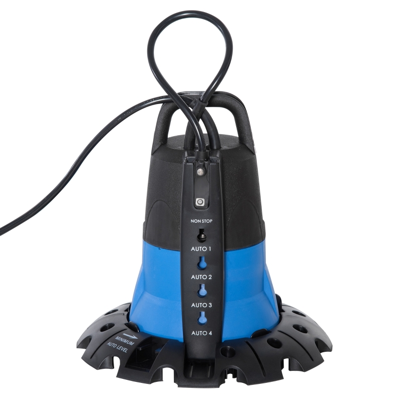 Outsunny 1/4 HP Pool Cover Pump Submersible Sump Pump Swimming Water Removal Pump with Hose Adapter and 33' Power Cord, 1050 GPH Max Flow, Black