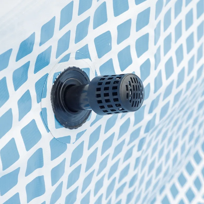 Outsunny 11' x 6' x 32" Above Ground Swimming Pool, Rectangular Steel Frame, Non-Inflatable, Filter Pump, Light Grey