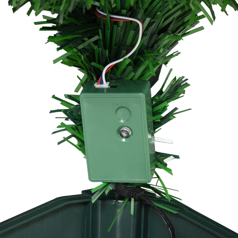 HOMCOM 3ft Tall Pre-Lit Douglas Fir Artificial Christmas Tree with Fiber Optic Ball LED Lights and 90 Tips, Green