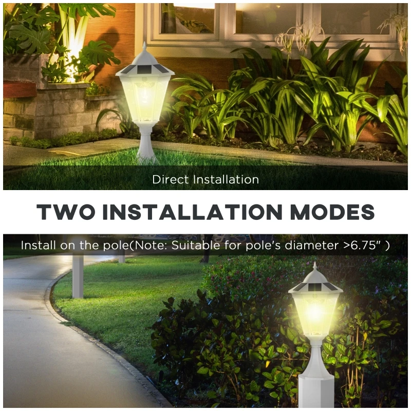 Outsunny 22" Outdoor Solar Lamp Post Light, All Weather Protection, for Backyard, White