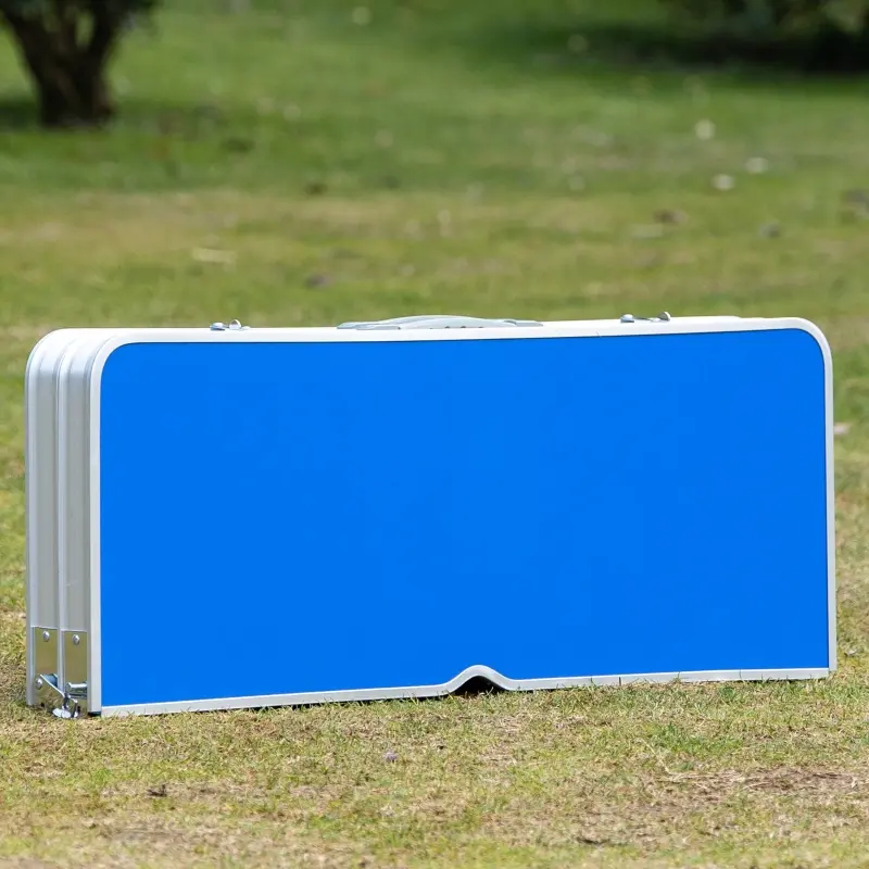 Outsunny 34" Portable Camping Table with 4 seat Outdoor Portable Folding Aluminum Picnic Table, Chairs for Camping w/ Case