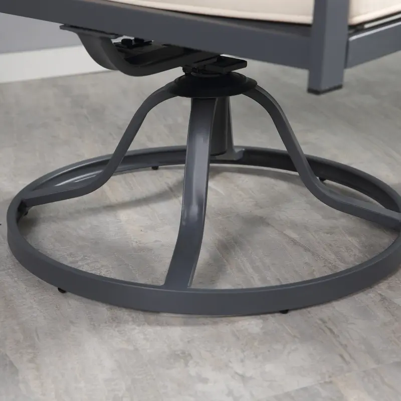 Outsunny 3 Pieces Outdoor Bistro Set, 2 Swivel Rocker Chairs and 1 Round Tempered Glass Table with Cushion, Red