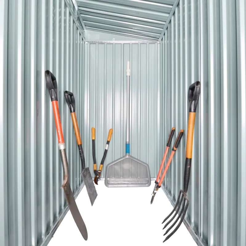 Outsunny 4' x 8' Steel Garden Storage Shed Lean to Shed Outdoor Metal Tool House with Lockable Door and 2 Air Vents for Backyard, Patio, Lawn