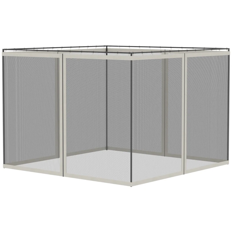 Outsunny Universal Replacement Mesh Sidewall Netting for 9.84' x 13.1' Gazebos and Canopy Tents with Zippers, (Sidewall Only) White