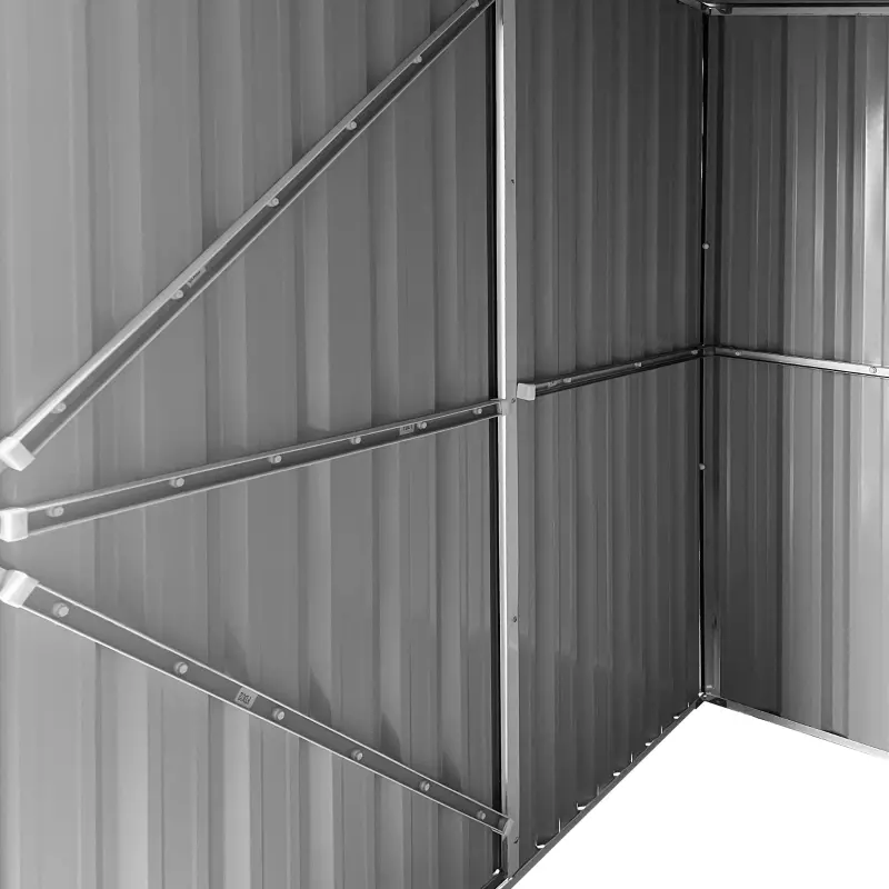 Outsunny 11' x 6' Storage Shed w/ Lockable Door, Galvanized Metal Utility Outdoor Shed for Backyard, Bike, Patio, Light Gray