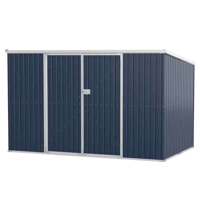 Outsunny 11' x 6' Storage Shed w/ Lockable Door, Galvanized Metal Utility Outdoor Shed for Backyard, Bike, Patio, Light Gray