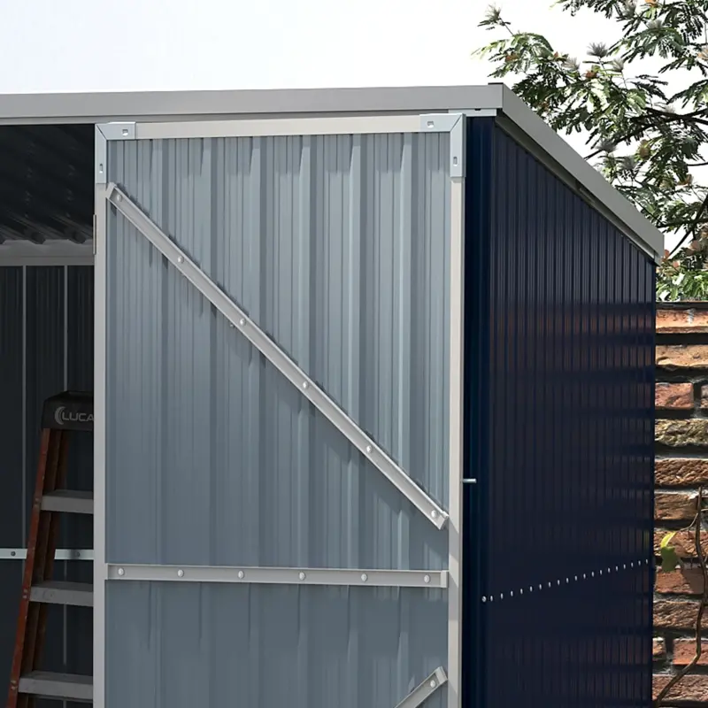 Outsunny 11' x 6' Storage Shed w/ Lockable Door, Galvanized Metal Utility Outdoor Shed for Backyard, Bike, Patio, Light Gray