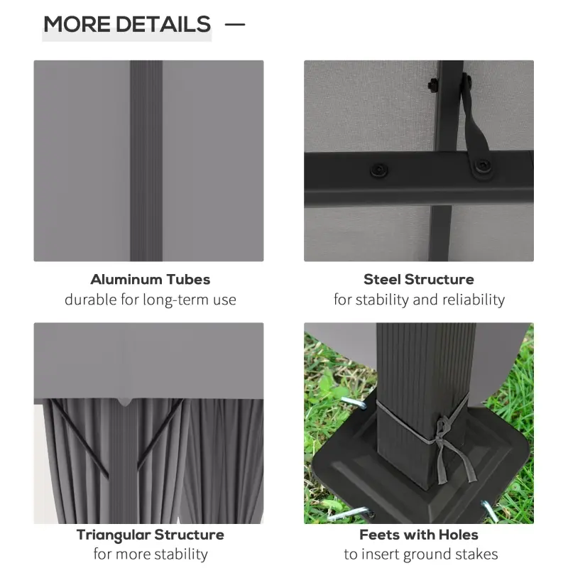 Outsunny 10' x 13' Patio Gazebo Aluminum Frame Outdoor Canopy Shelter with Sidewalls, Vented Roof for Garden, Lawn, Backyard, and Deck, Gray