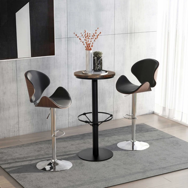 HOMCOM 42" Rustic Bar table Industrial Metal Pine Wood Top Adjustable Standing Pub Table