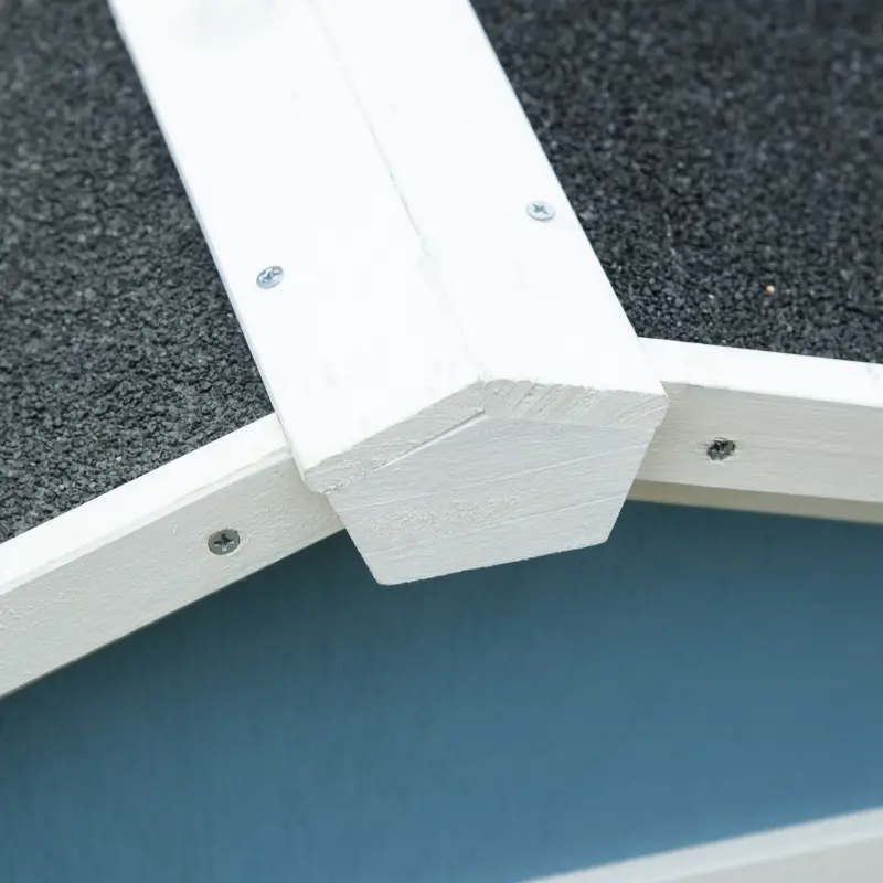 PawHut Rabbit Hutch, Wooden Bunny Hutch, Guinea Pig Cage, Small Animal Enclosure with Run Area, Removable Tray, Asphalt Roof, Lockable Doors and Ramp, Light Blue