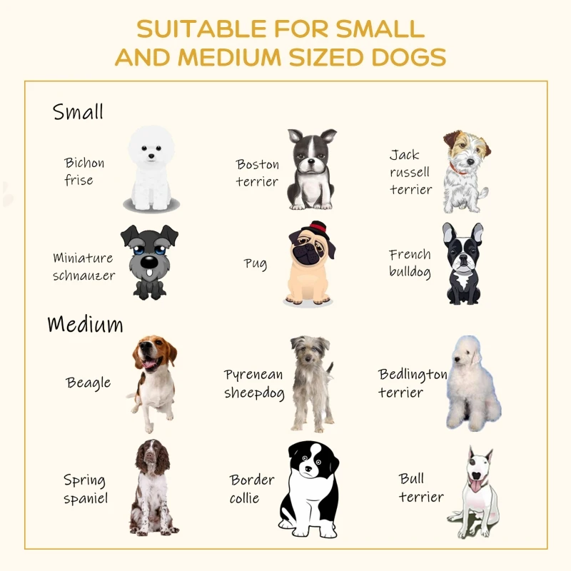 PawHut Wood Dog Bed with Supportive Cushion, Elevated Dog Bed with Removable Cushion Cover, Cute Dog Bed Frame with Pine Wood, Black and White Dog Bed