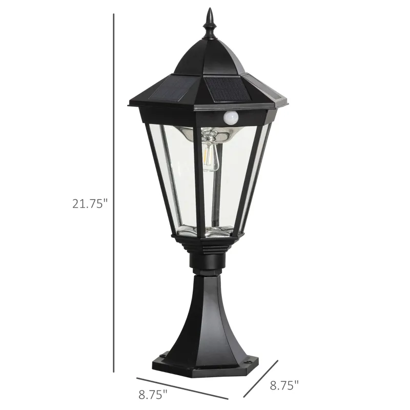 Outsunny 22" Outdoor Solar Lamp Post Light, All Weather Protection for Backyard, Black